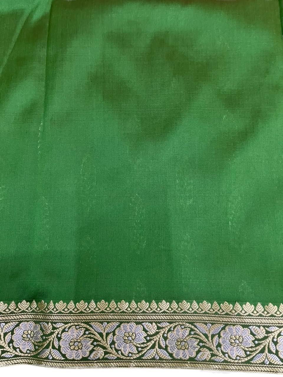 Southloom Satin Banarasi Silk Saree with Woven Work on Body and Borders In Green