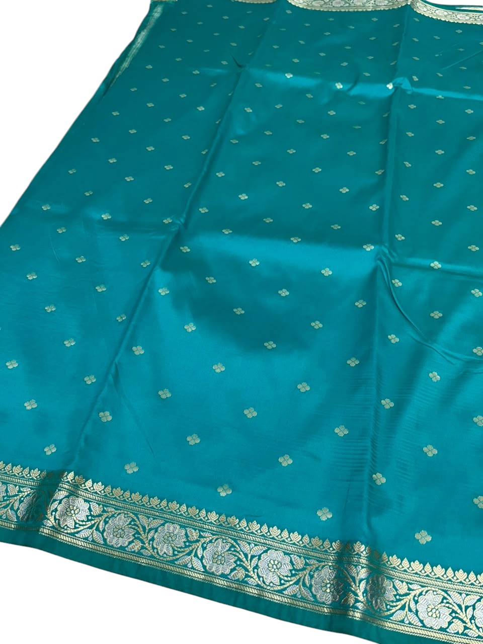 Southloom Satin Banarasi Silk Saree with Woven Work on Body and Borders In Blue