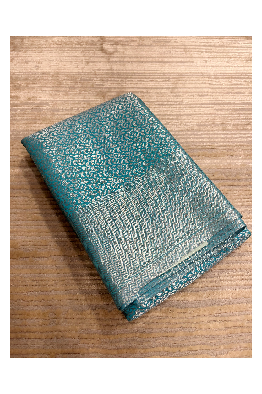 Southloom Banarasi Silver Zari Brocade Work Silk Saree in Blue Pastel Shade