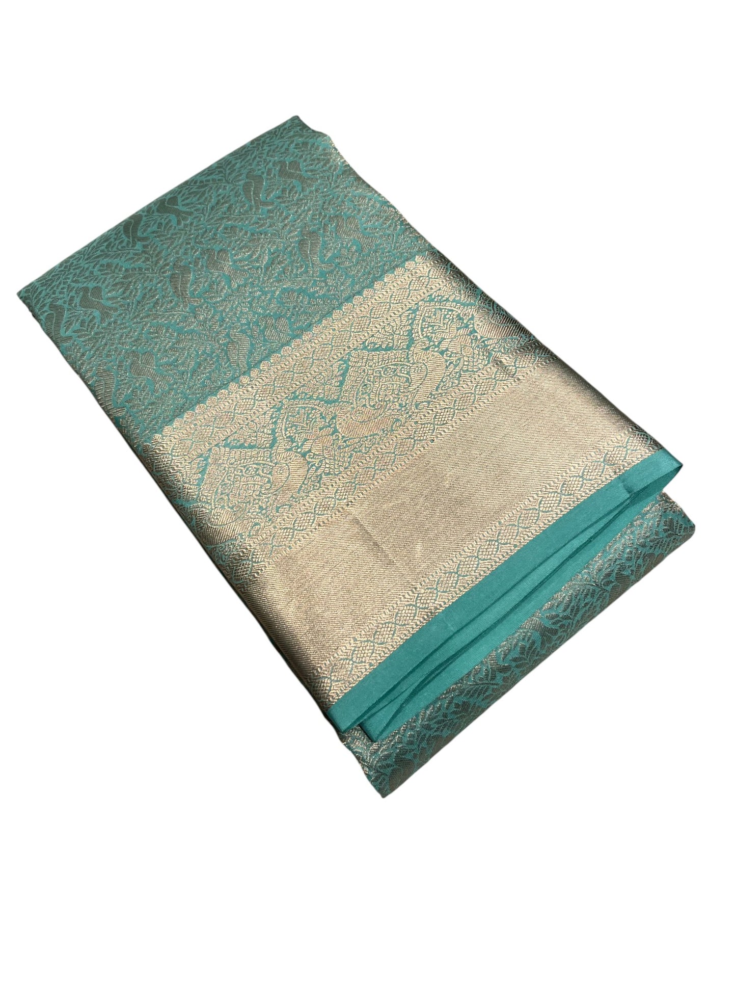 Southloom Pure Handloom Bridal Kanchipuram Silk Saree with Korvai Work (Blue)