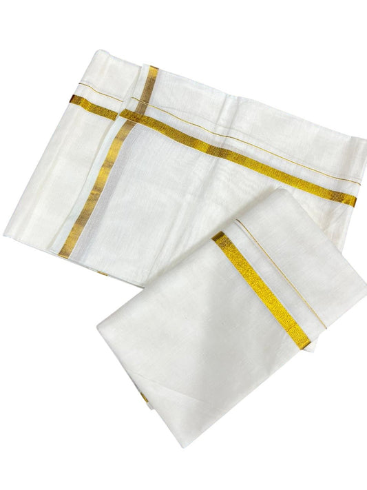 Southloom Pure Cotton Kerala Single Set Mundu (Mundum Neriyathum) with 0.5 inch Border