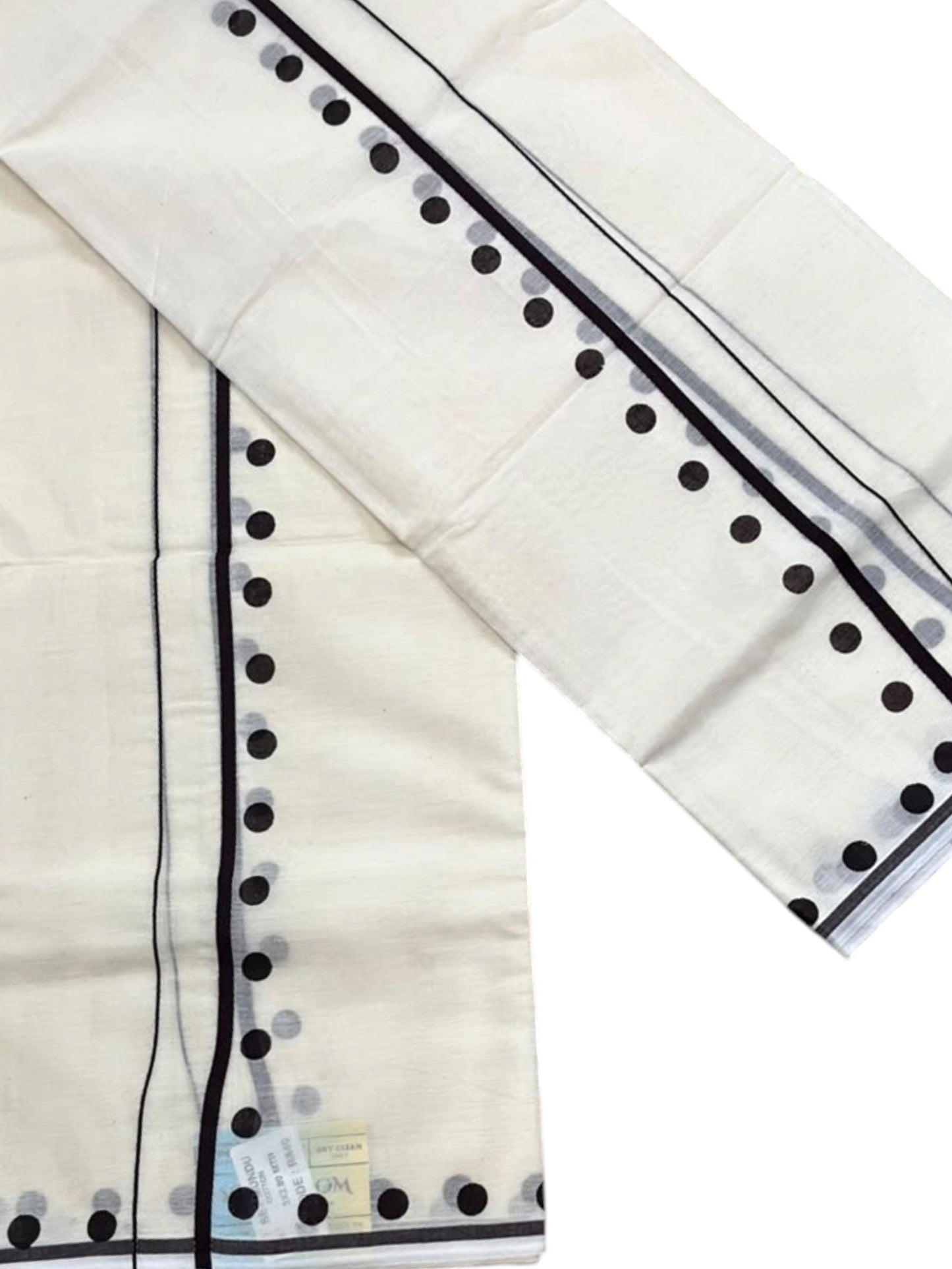 Southloom Pure Cotton Kerala Single Set Mundu (Mundum Neriyathum) with Digital Prints in Black 2.80 Mtrs SL359