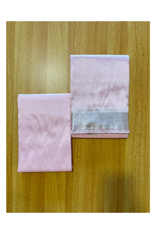 Southloom Semi Silk Mundu / Vesthi / Dhothi Set with Pink Matching Silk Shirt Piece