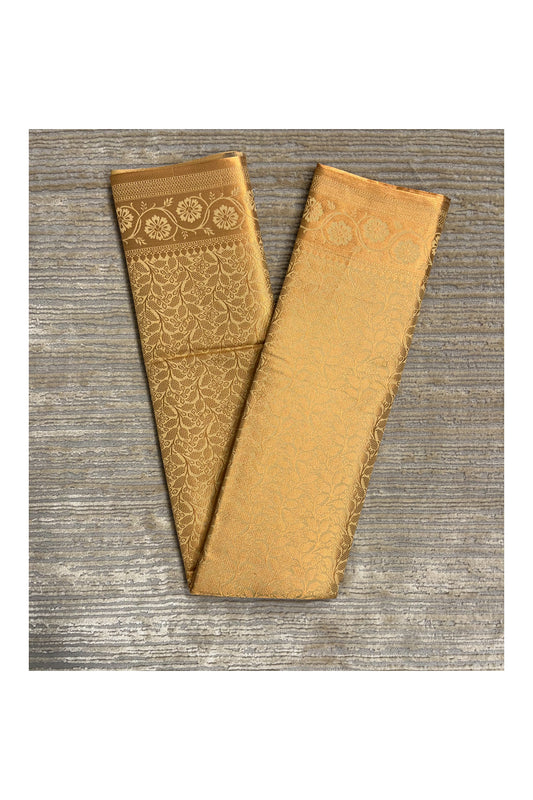 Southloom Banarasi Silk Brocade Bridal Saree WIth Woven Borders And Blouse Piece in Beige