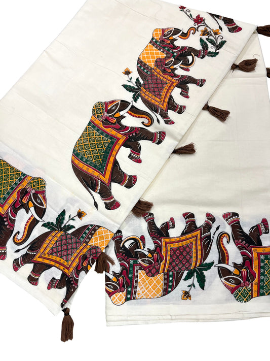 Southloom Kerala Cotton Saree with Elephant Design