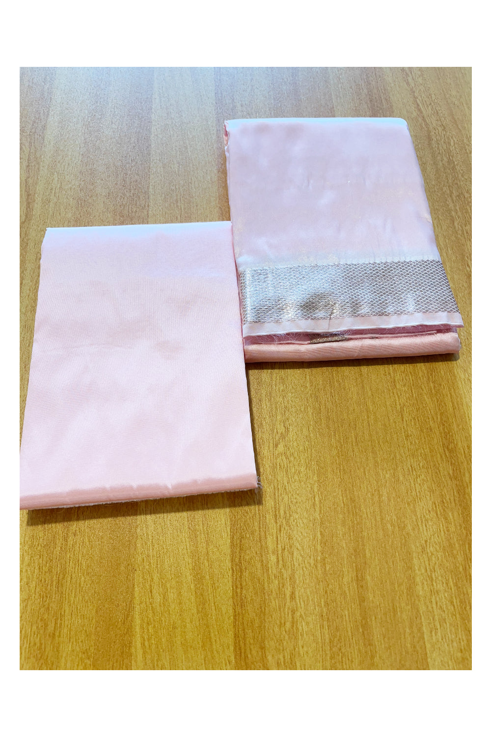 Southloom Semi Silk Mundu / Vesthi / Dhothi Set with Pink Matching Silk Shirt Piece