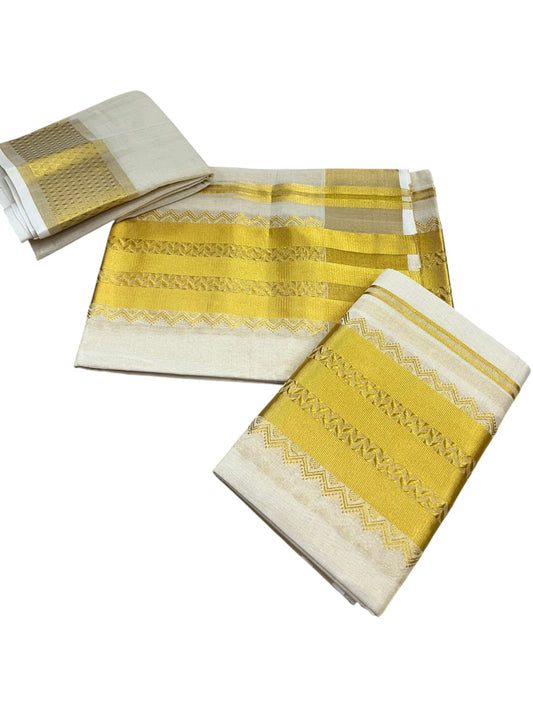 Southloom Premium Tissue Handloom Set Mundu with Chuttikara Kasavu Border (2.80 Mtr) SL632