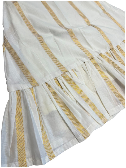 Southloom Kerala Orange And Cottan Kasave Pavada Blouse with Embrodary Work for Kids (Age 1))