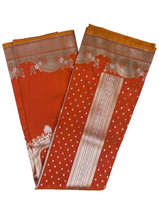 Southloom Pure Banarasi Silk Saree with Woven Work on Body and Borders (Orange)