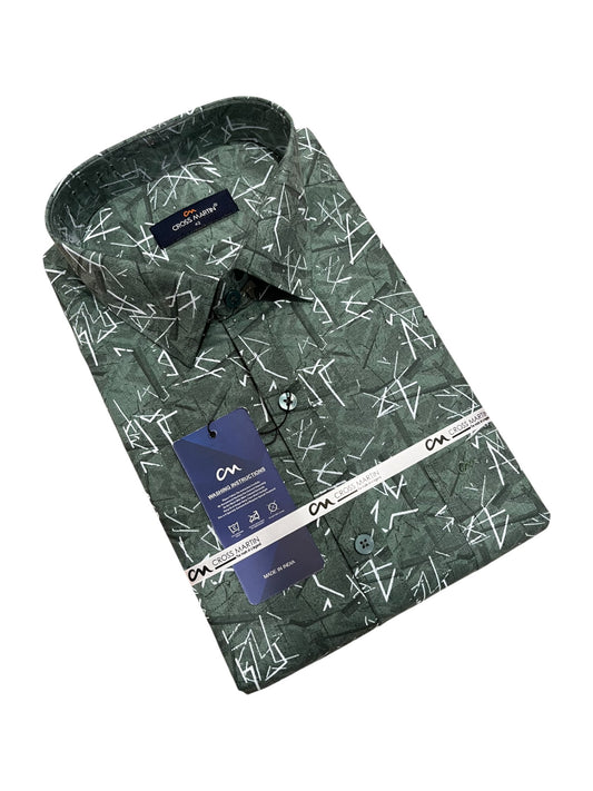 Southloom Pure Cotton Green Printed Shirt (42 FS)