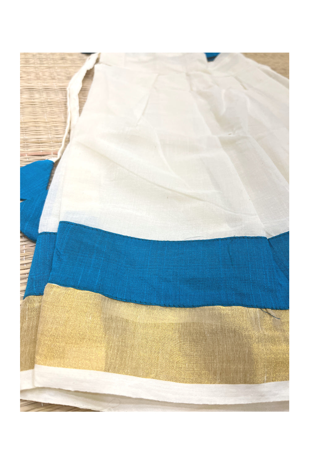 Southloom Kerala Pavada Blue Blouse with Feather Mural Designs (Age - 1 Year)
