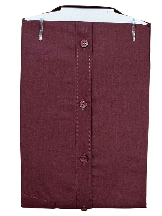 Southloom Pure Cotton Maroon plain Shirt (38 HS)