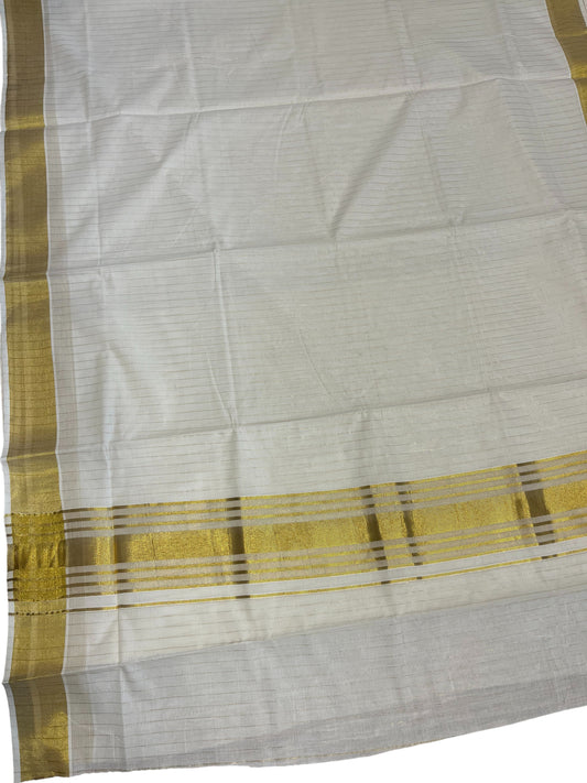 Southloom Pure Cotton Kerala Kasavu Lines Saree