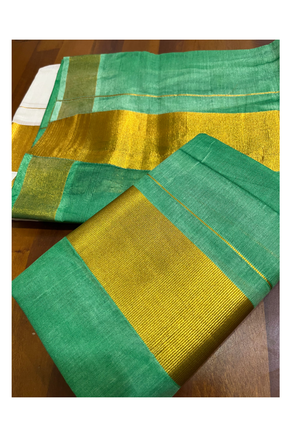 Southloom Tie & Dye - Half & Half Multi Colour Light Green Design Set Mundu (Mundum Neriyathum) with Super Soft Cotton