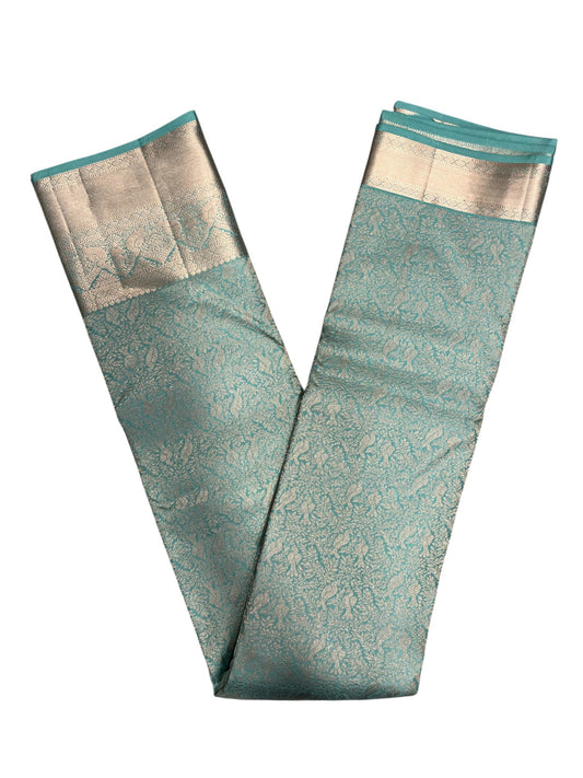 Southloom Pure Handloom Bridal Kanchipuram Silk Saree with Korvai Work (Blue)