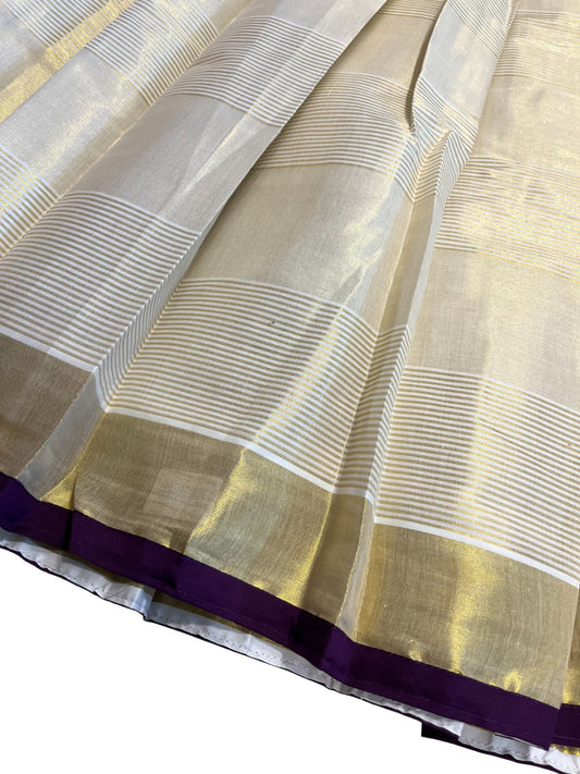 Southloom Semi Stitched Tissue Dhavani Set with Pavada and Purple Blouse Piece