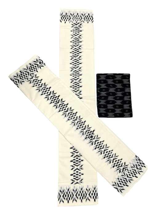 Southloom Ikat Design Blue Printed Set Mundu with Blouse Piece 2.80Mtrs