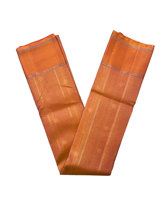 Southloom Pure Handloom Bridal Kanchipuram Silk Saree with Korvai Work(Orange & Red)