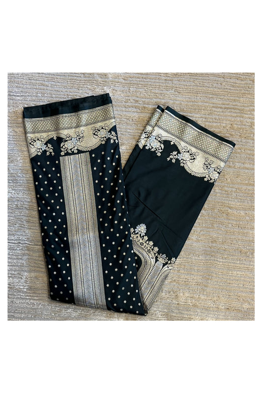 Southloom Banarasi Silk Saree with Woven Work in Dark Green