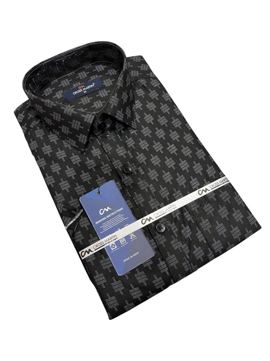 Southloom Pure Cotton Black Printed Shirt (38 HS)