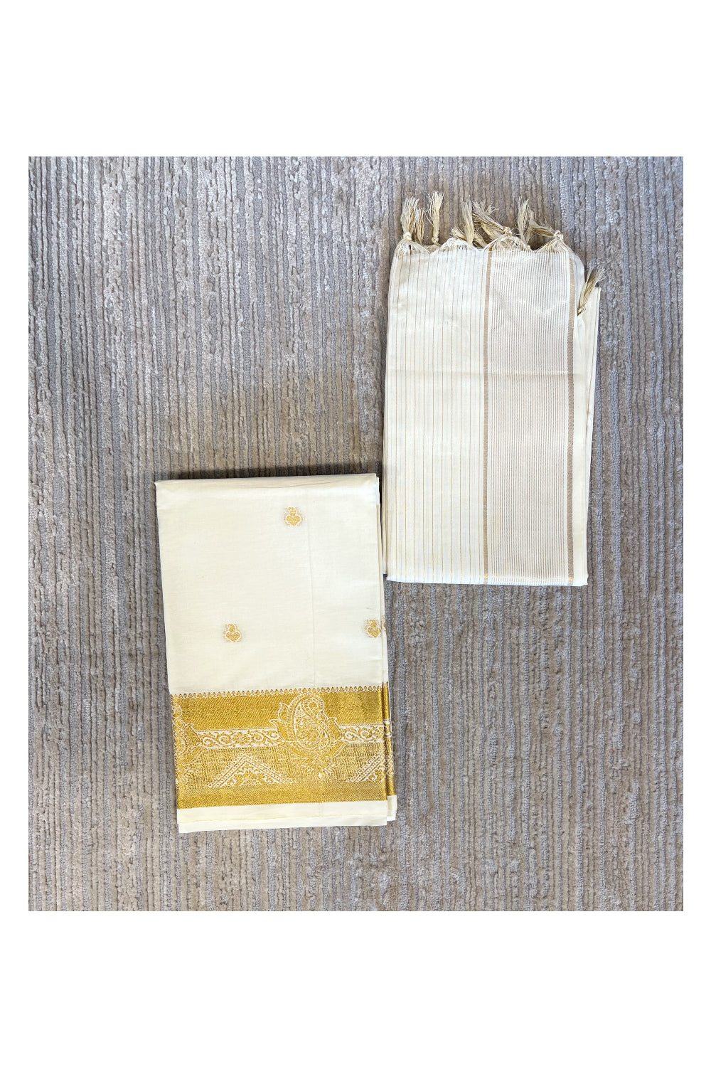 Southloom™ Cotton Churidar Salwar Suit Material with Gold woven Work (include Lines Shawl / Dupatta)