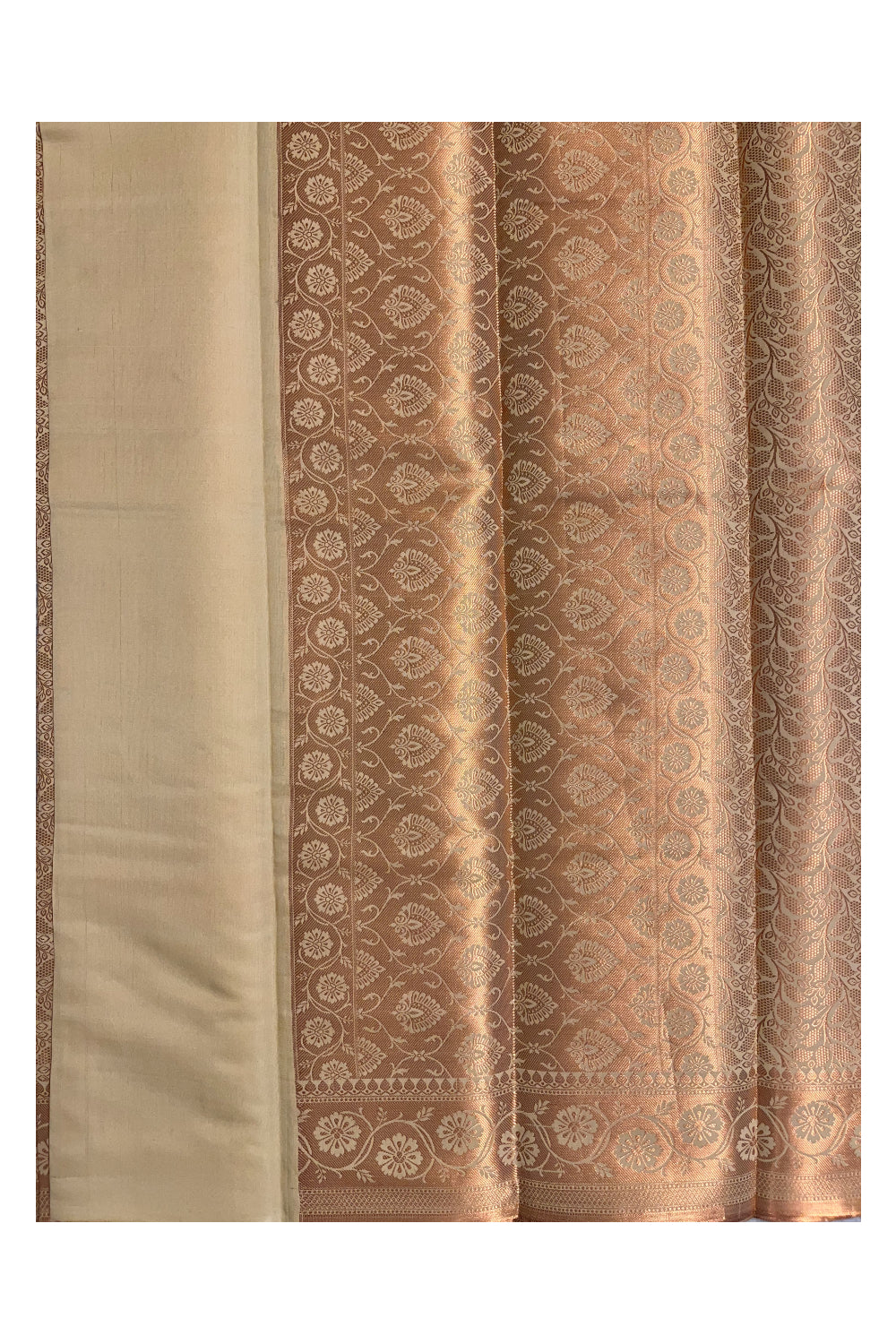Southloom Banarasi Silk Brocade Bridal Saree WIth Woven Borders And Blouse Piece in Beige
