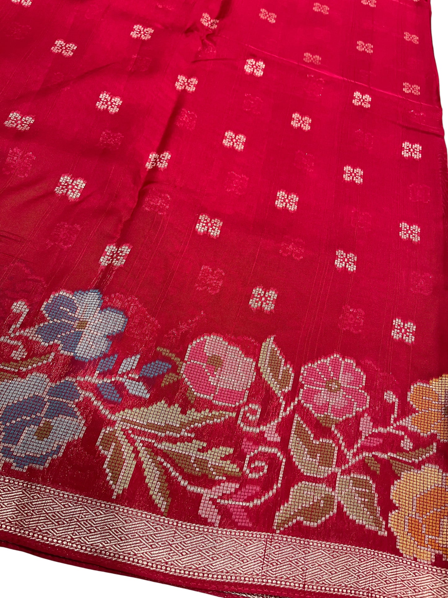 Southloom Banarasi Silk Saree with Woven Work on Body and Borders (Magenta & Blue)