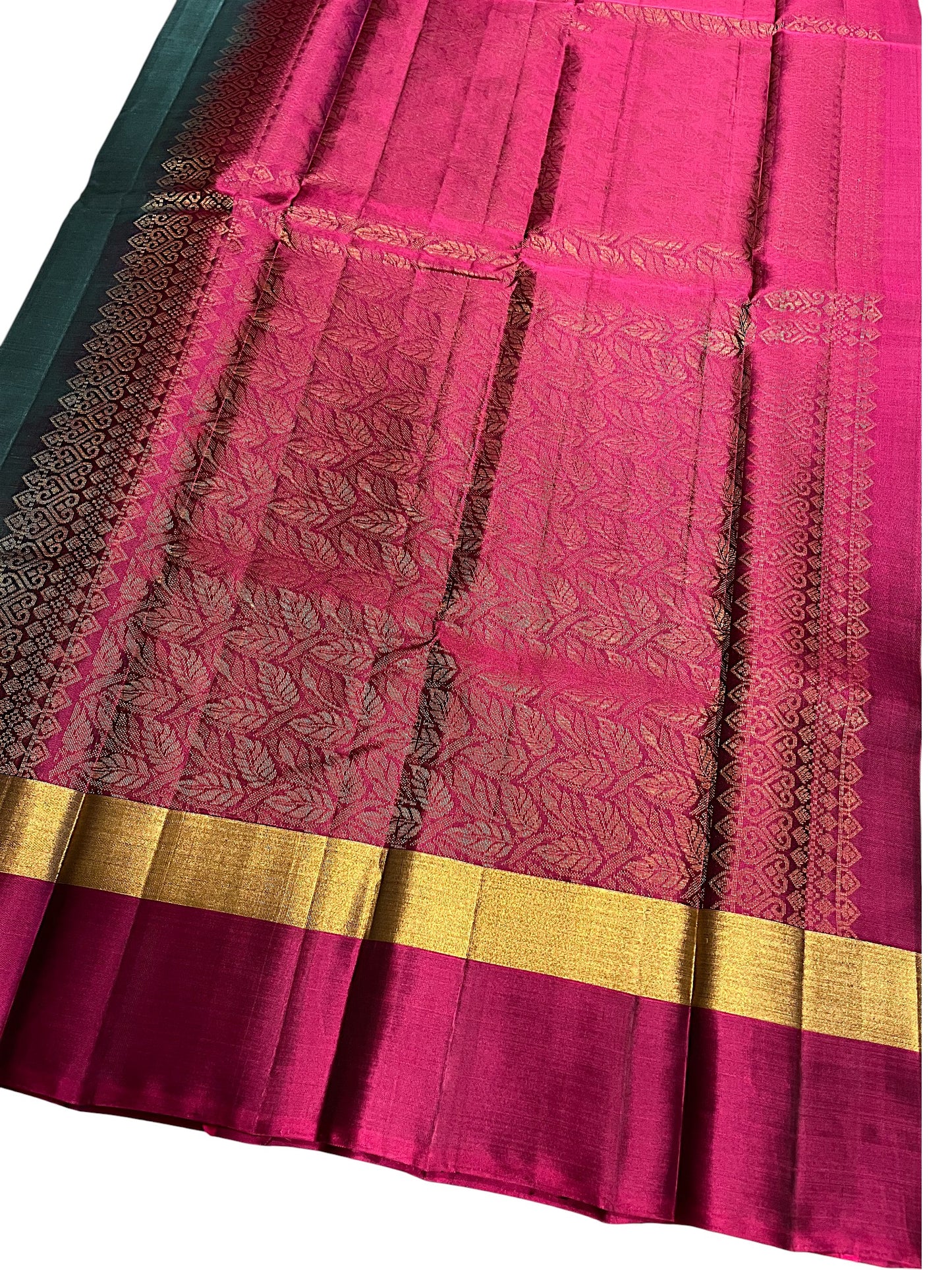 Southloom Pure Handloom Kanchipuram Silk Saree with Butta Work(Blue & Magenta)