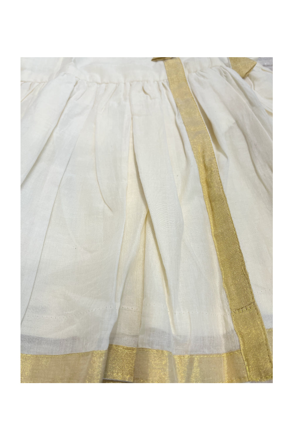 Southloom Premium Kasavu Frock in Balaramapuram Handloom Fabric for Girls