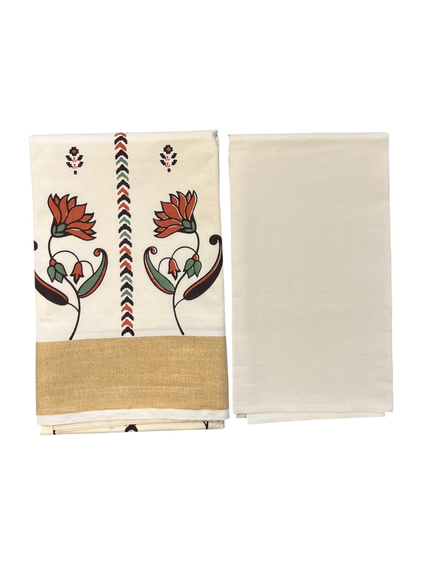 Southloom Pure Cotton Kerala Churidar Salwar Material with Hand Printed Designs (include Shawl / Dupatta)