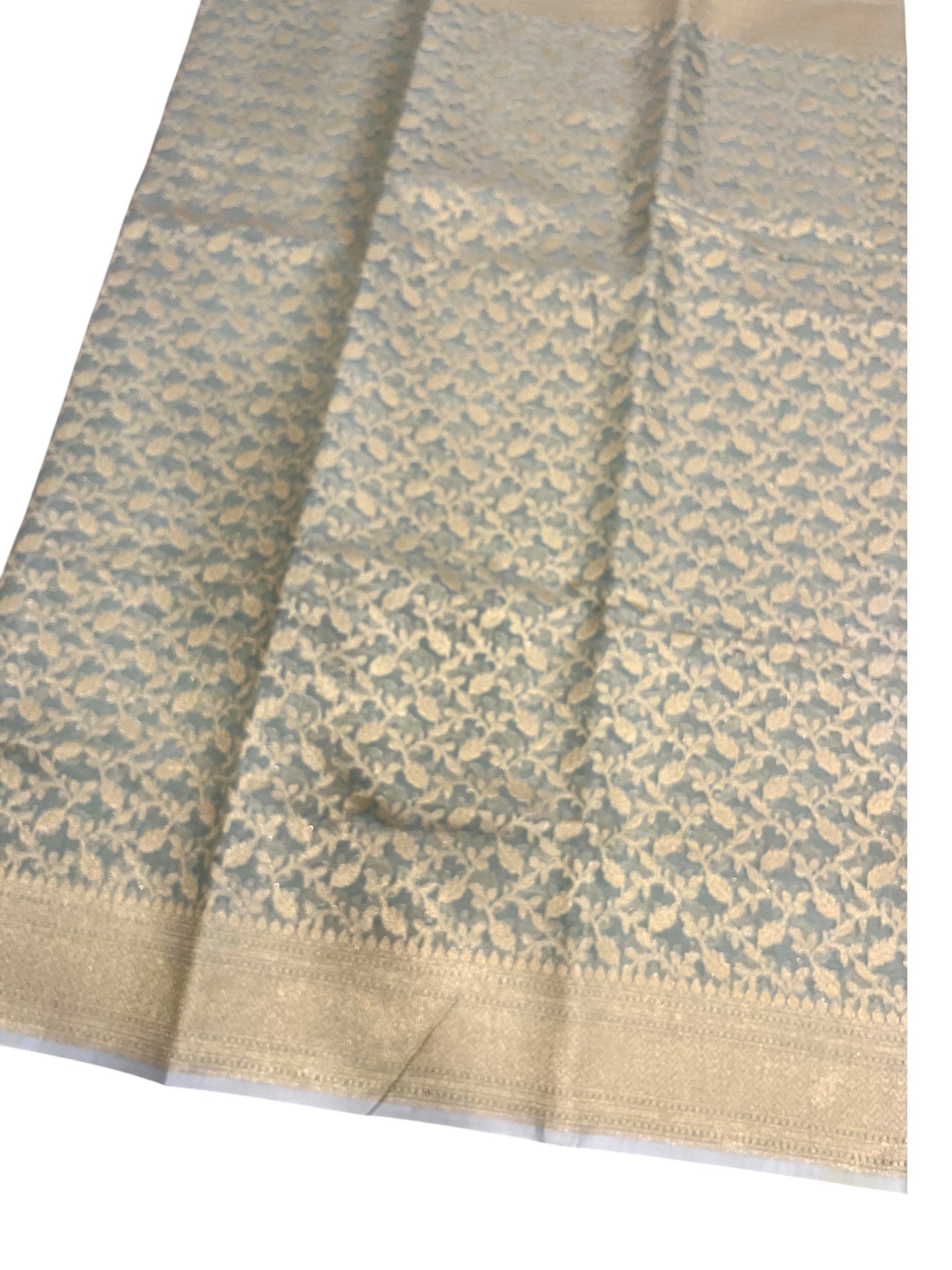 Southloom Cotton Banarasi Silk Saree with Woven Work on Body and Borders(Blue)