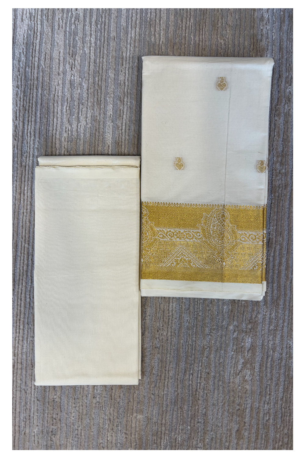 Southloom™ Cotton Churidar Salwar Suit Material with Gold woven Work (include Lines Shawl / Dupatta)