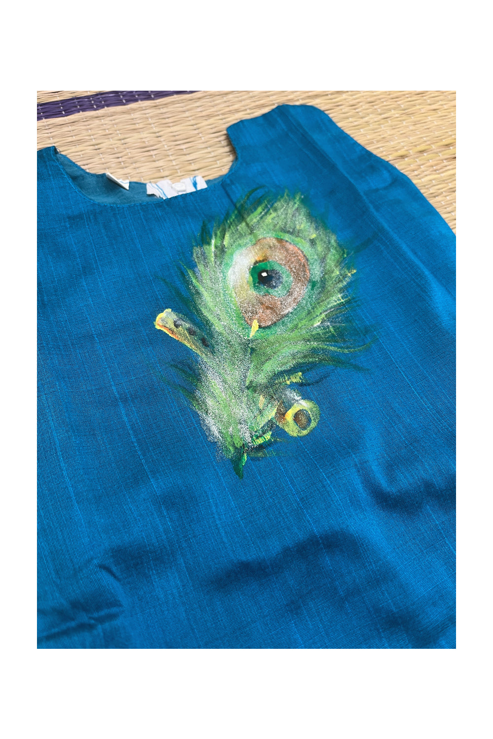 Southloom Kerala Pavada Blue Blouse with Feather Mural Designs (Age - 1 Year)