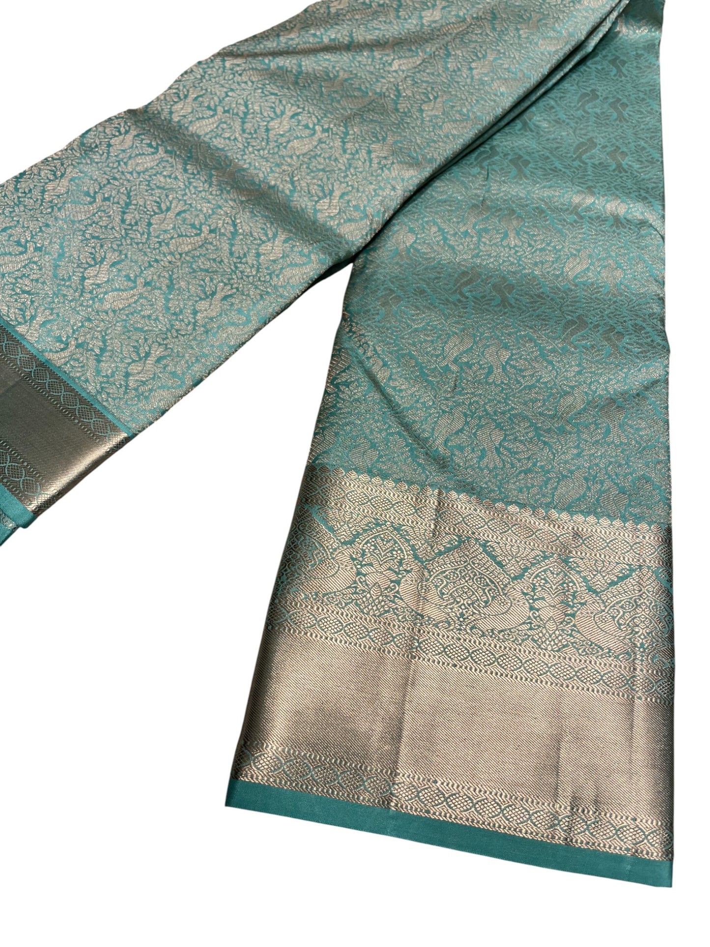 Southloom Pure Handloom Bridal Kanchipuram Silk Saree with Korvai Work (Blue)