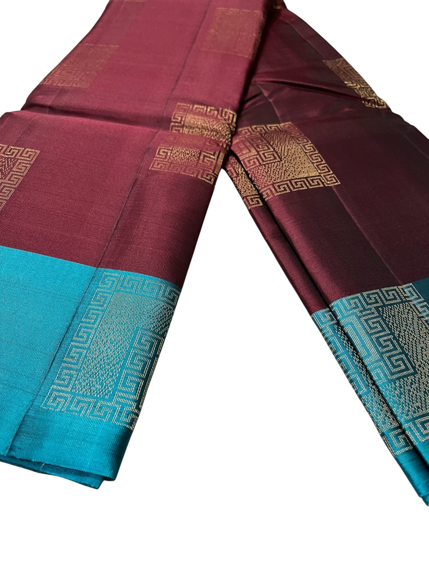 Southloom Pure Handloom Kanchipuram Silk Saree with Butta Work (Blue & Maroon )