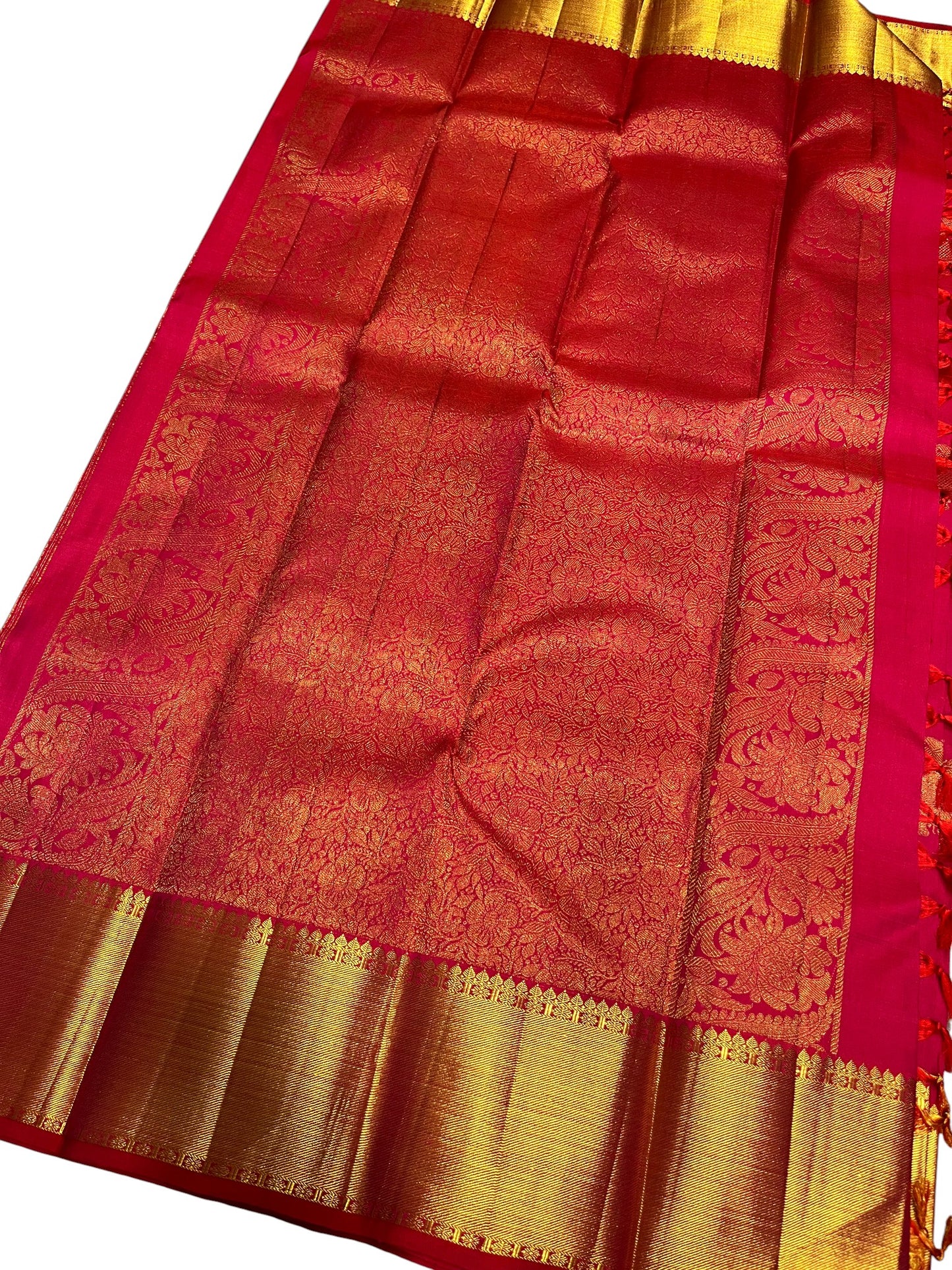 Southloom Premium Bridal Handloom Kanchipuram Silk Saree With Butta Works (Red)