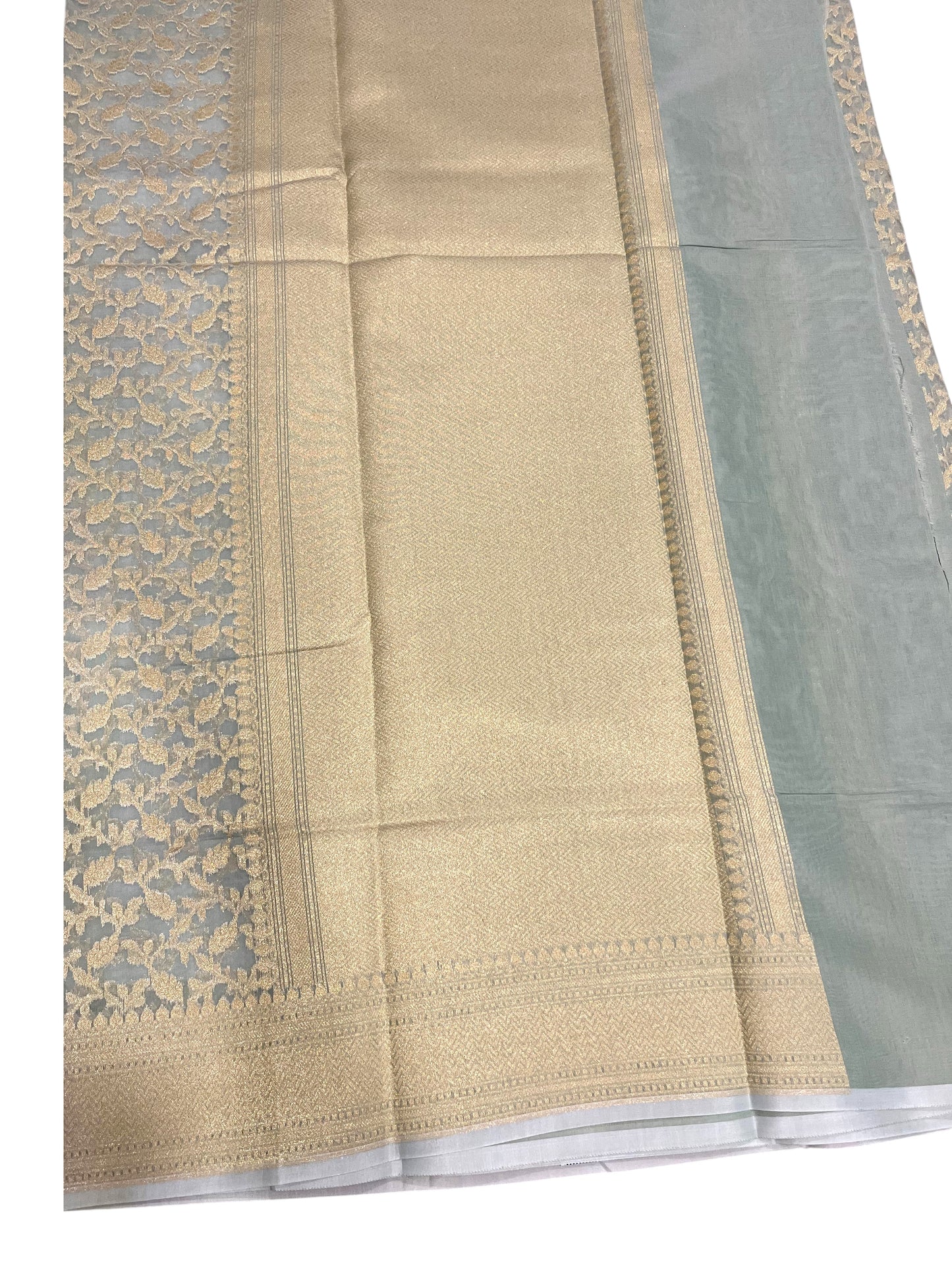 Southloom Cotton Banarasi Silk Saree with Woven Work on Body and Borders(Blue)