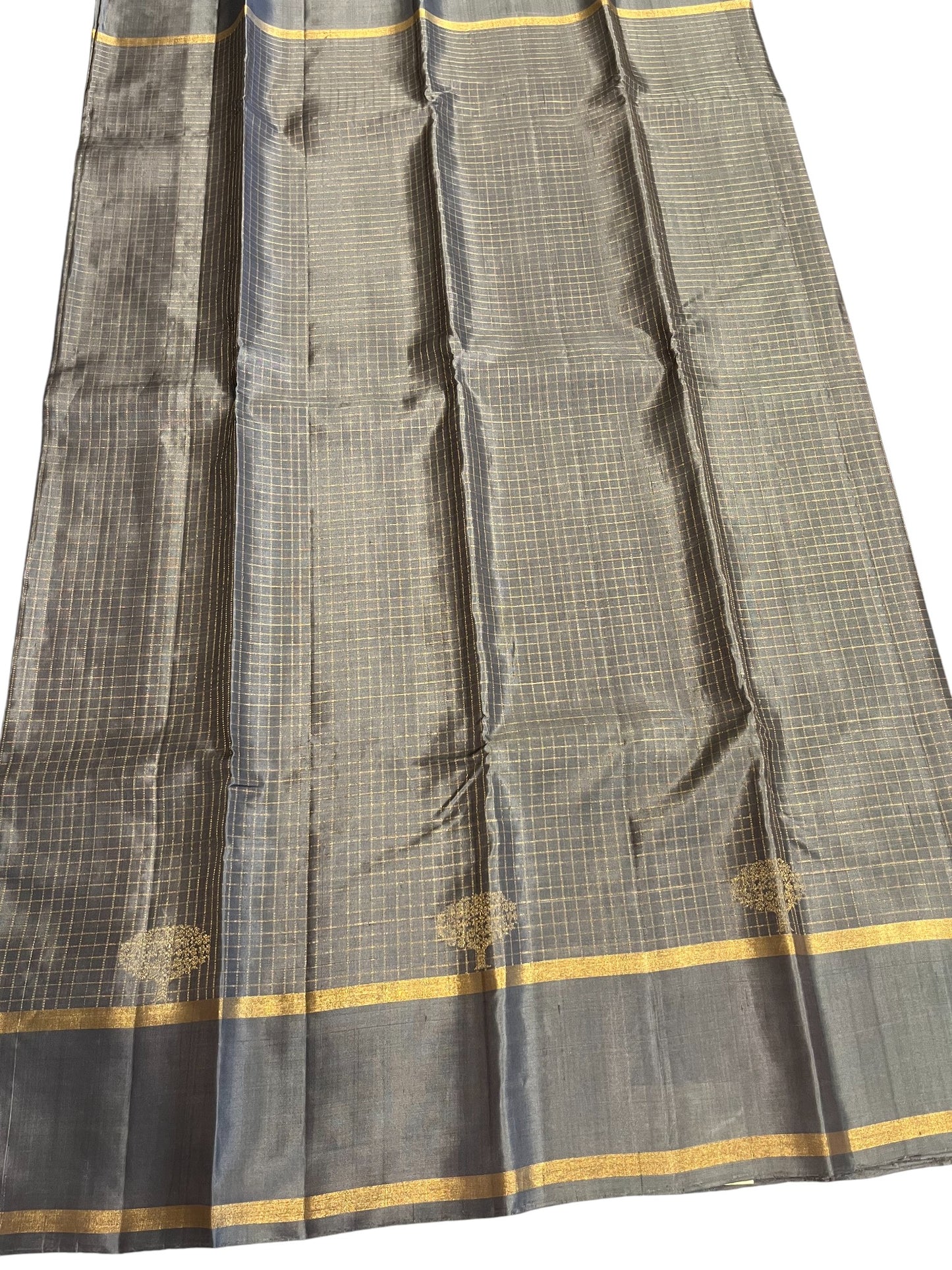 Southloom Pure Handloom Bridal Kanchipuram Silk Saree with Korvai Work(Gray& Green)