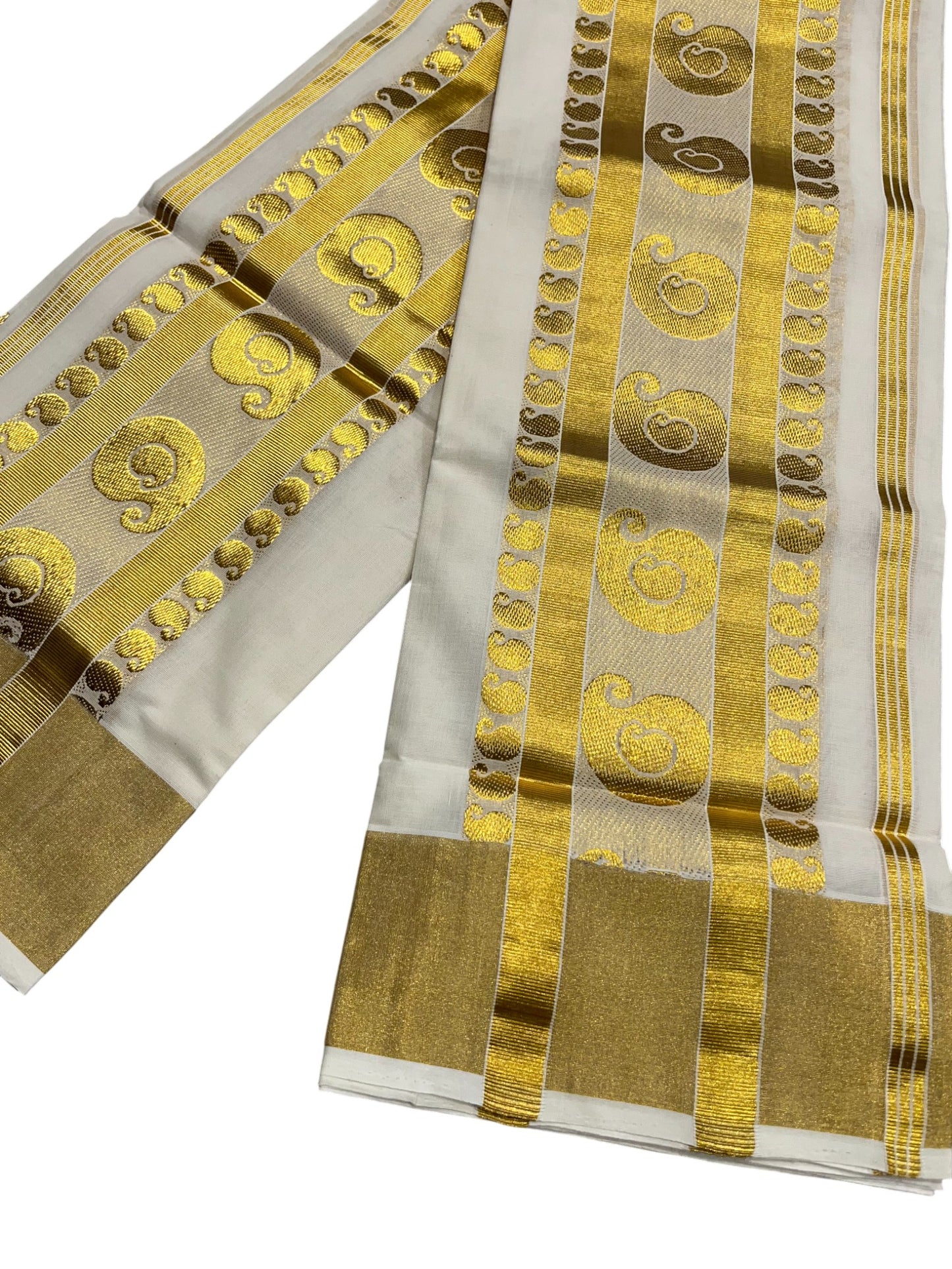 Southloom Premium Handloom Set Mundu with Kasavu and Golden Border (2.80 Mtr)