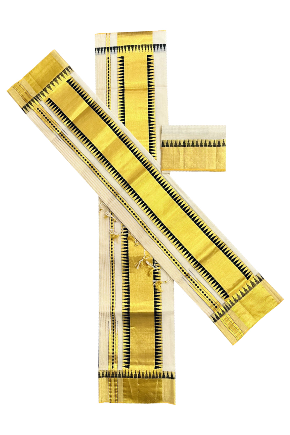 Southloom Super Premium Balaramapuram Handloom Unakkupaavu Cotton Set Mundu with Black Temple Border