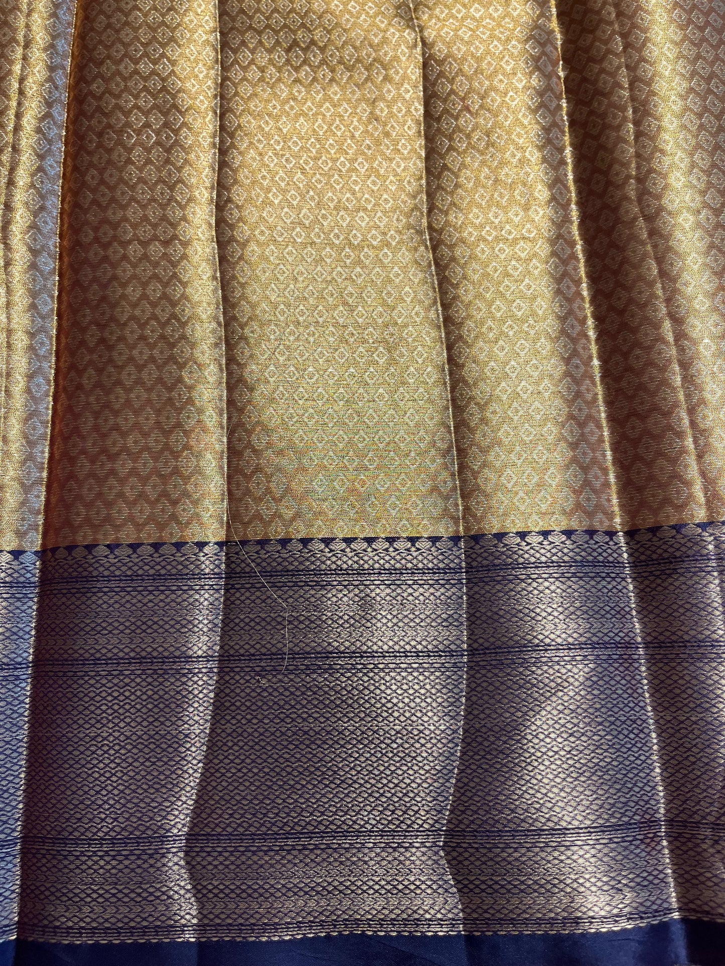 Southloom Semi Banarasi Katan Tissue Saree with Woven Work on Body and Borders (Golden & Blue)