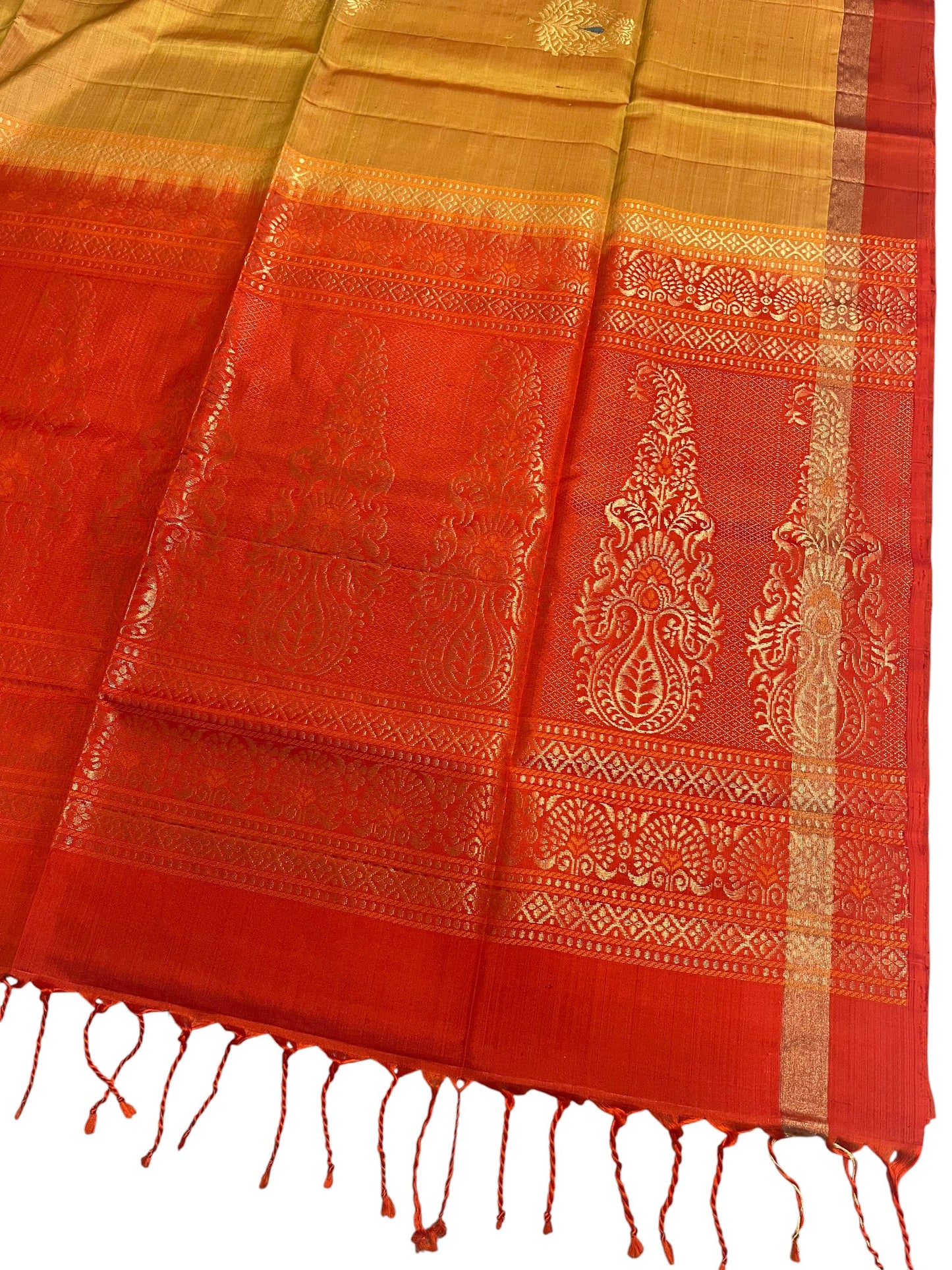 Southloom Pure Handloom Kanchipuram Silk Saree with Butta Work (Red & Beige)