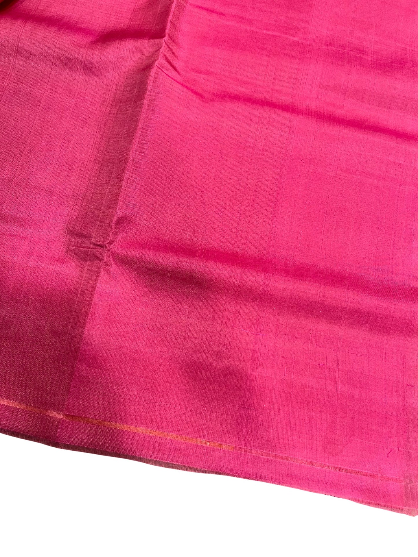 Southloom Pure Handloom Bridal Kanchipuram Silk Saree with Korvai Work (Orange & Pink)