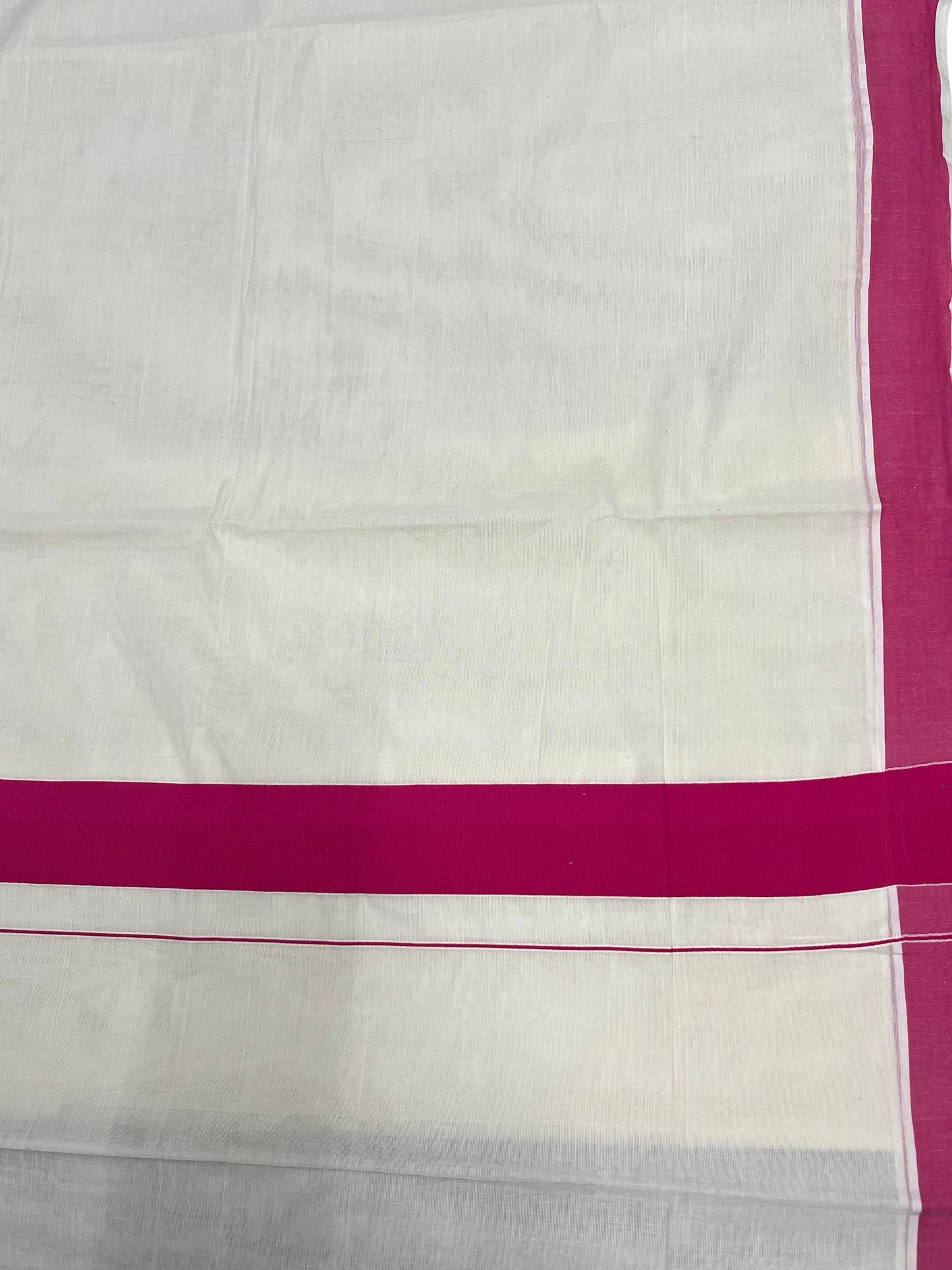 Southloom Pure Cotton Kerala Saree with Pink Plain Border