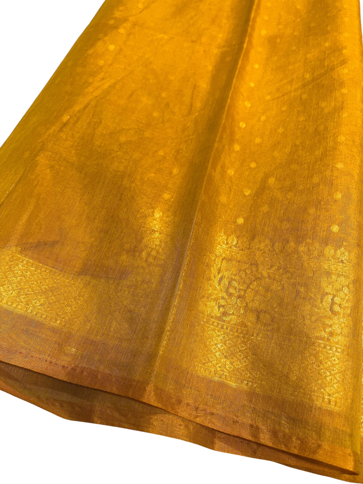 Southloom Cotton Banarasi Silk Saree with Woven Work on Body and Borders (Yellow)