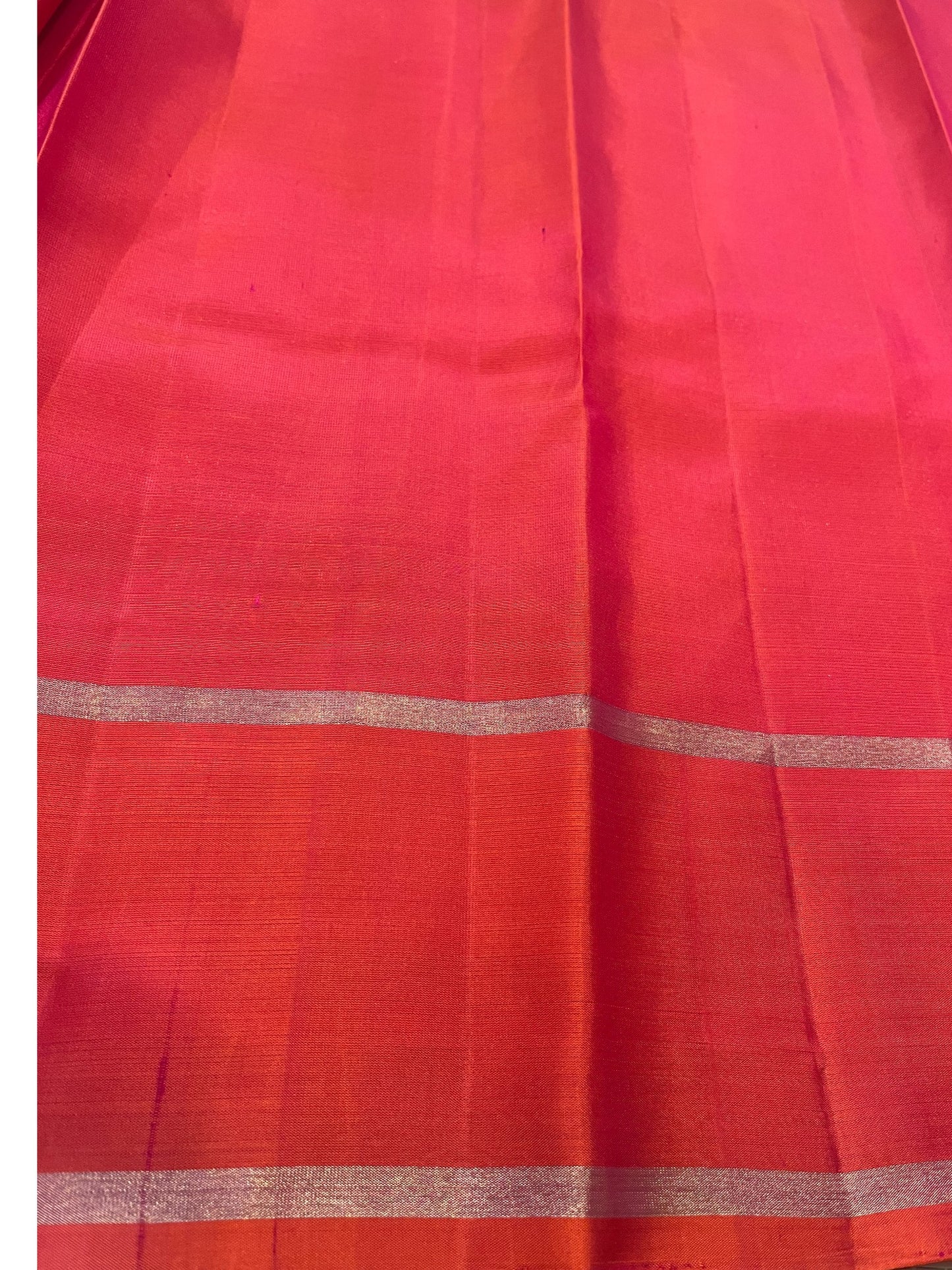Southloom Pure Handloom Bridal Kanchipuram Silk Saree with Korvai Work(Orange & Red)