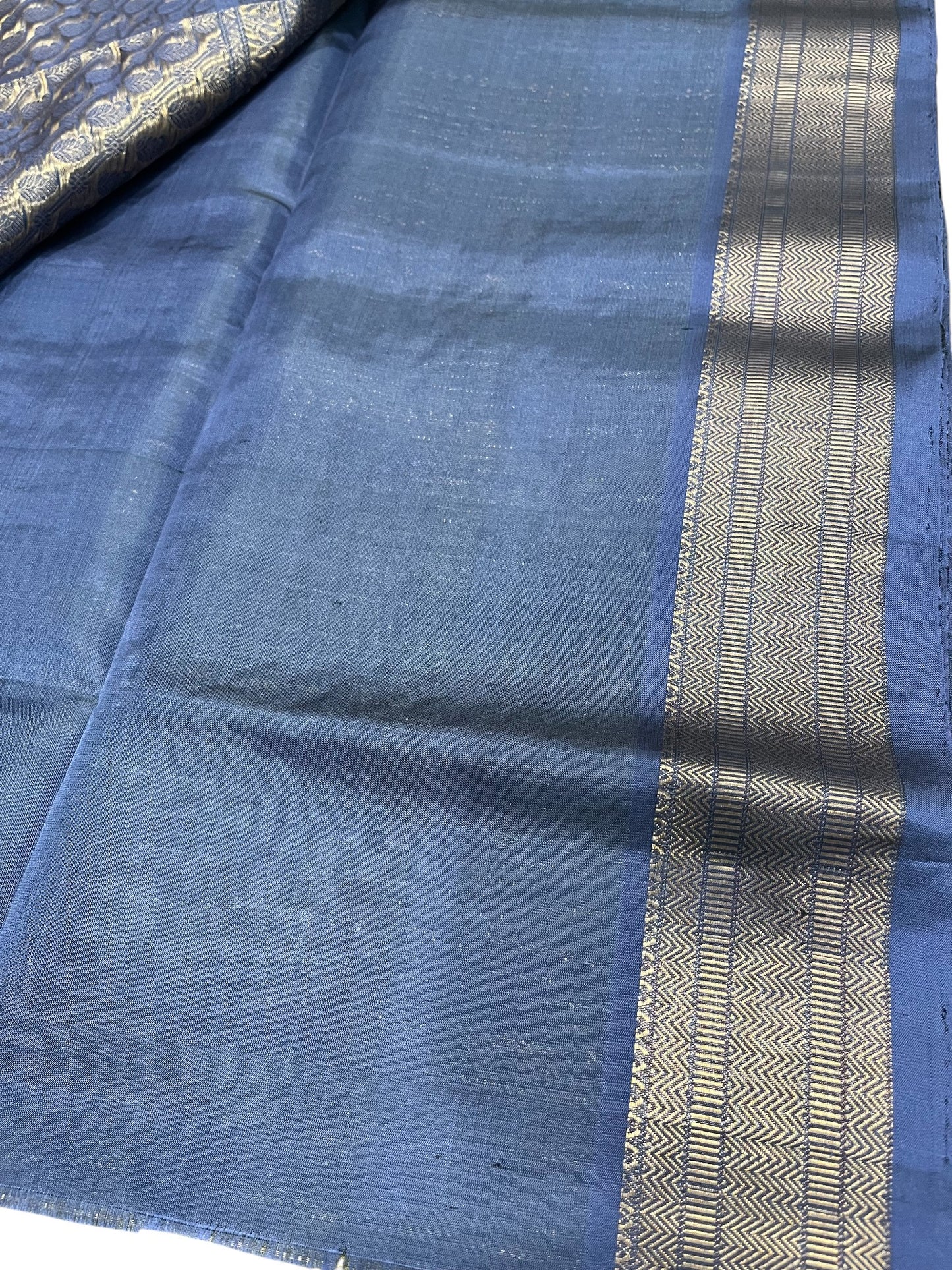 Southloom Pure Handloom Bridal Kanchipuram Silk Saree with Korvai Work (Blue & Green)