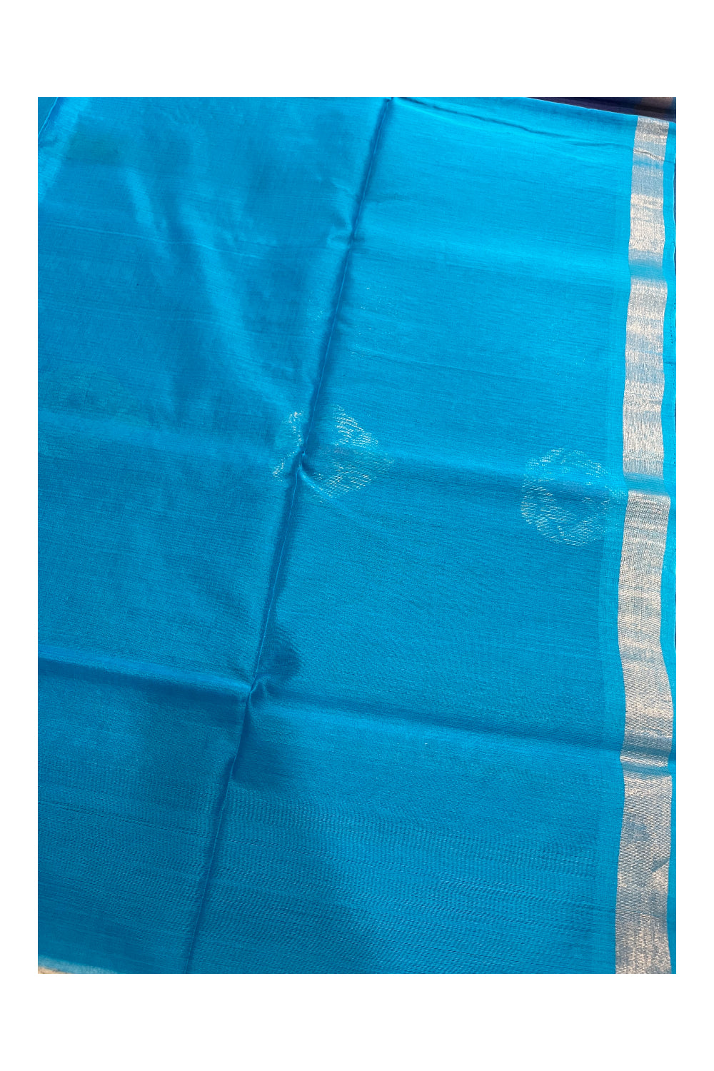 Southloom Pure Handloom Cotton Silk Saree With Handwoven Work Across Body and Blouse in Blue And Blue
