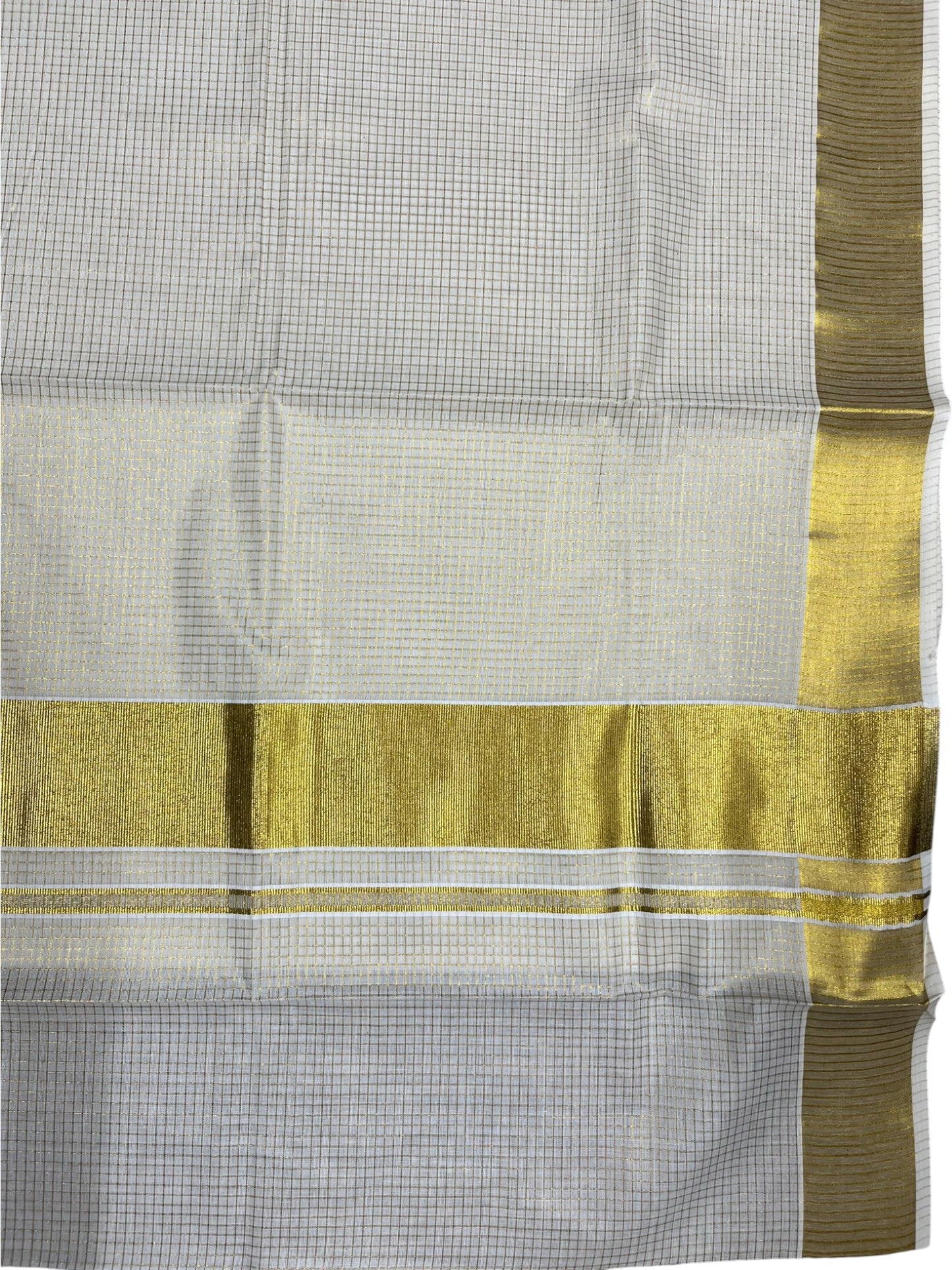 Southloom Kerala Cotton Kasavu Saree with Micro Check on Body
