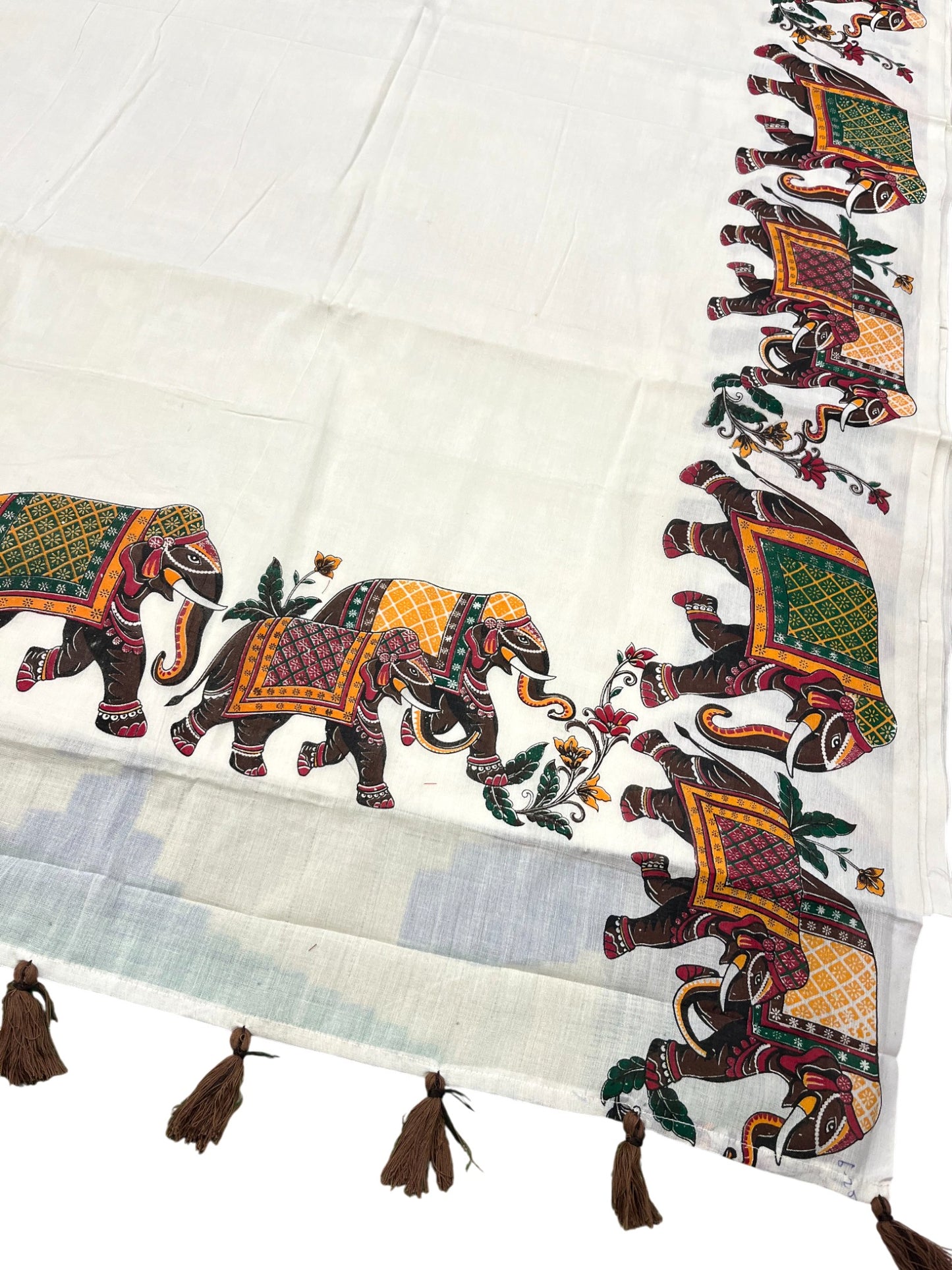 Southloom Kerala Cotton Saree with Elephant Design